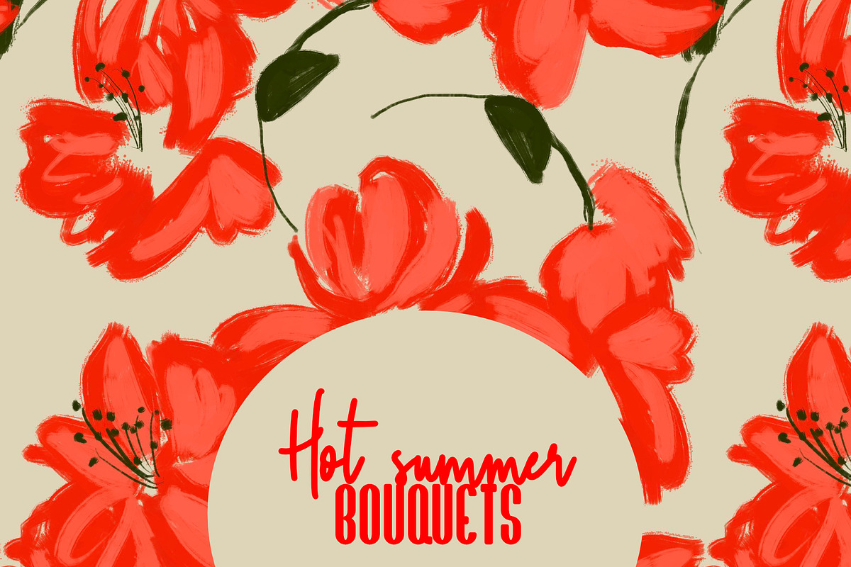 Red big blooms garden flowers, a Pattern Graphic by Nocito Design (Photo 1 of 5)