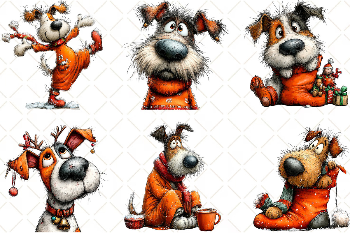 Whimsical Christmas Dog Clipart, an Animal Illustration by Black Bird Studio (Photo 5 of 6)