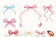 Pastel Wildflowers & Bows Clipart, a Decorative Illustration by OKArtHub (Thumbnail 4 of 11)