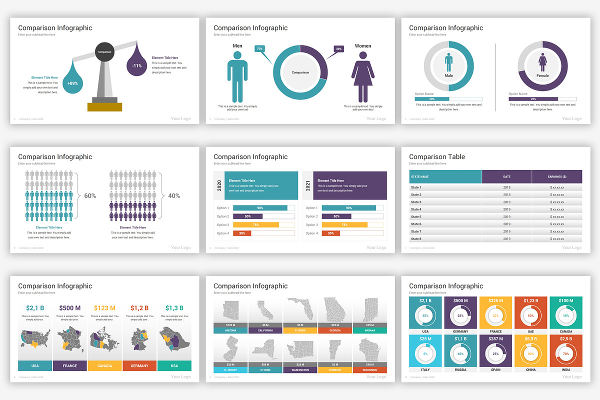 Comparison PowerPoint Infographics, a Presentation Template by SlideOne (Photo 4 of 7)