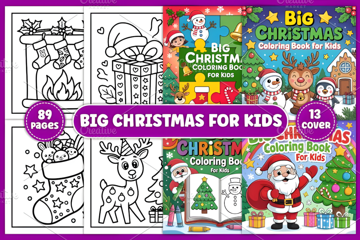 Big Christmas Coloring Book for Kids, a Seasonal Illustration by Coco Bloom (Photo 1 of 4)