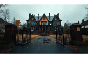 Old, Abandoned Mansion With A Gothic