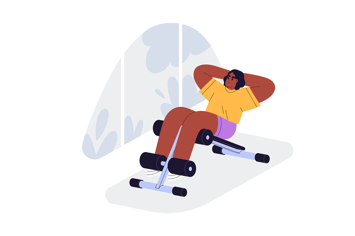 People do sport exercises in gym set, a Sport Illustration by Good Studio (Photo 5 of 15)