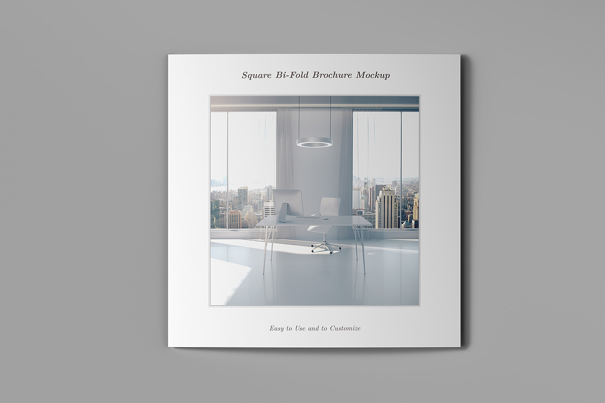 Square Bi-Fold Brochure Mockup, an Advertising Mockup by Illusiongraphic (Photo 11 of 22)