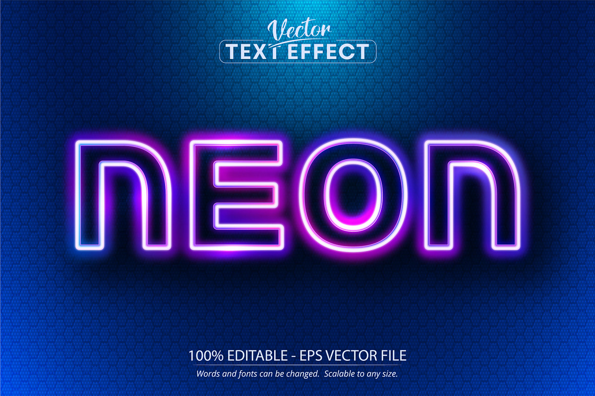 neon style editable text effect, a Brushes & More by designvectx