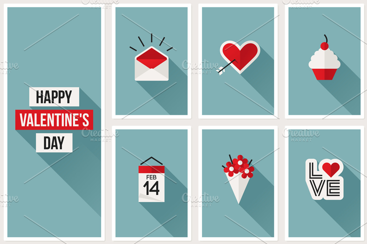 Valentines day symbols set, an Illustration by elena_andreeva