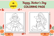 Happy Mother's Day Coloring Page, a Person Illustration by Salaly (Thumbnail 4 of 5)