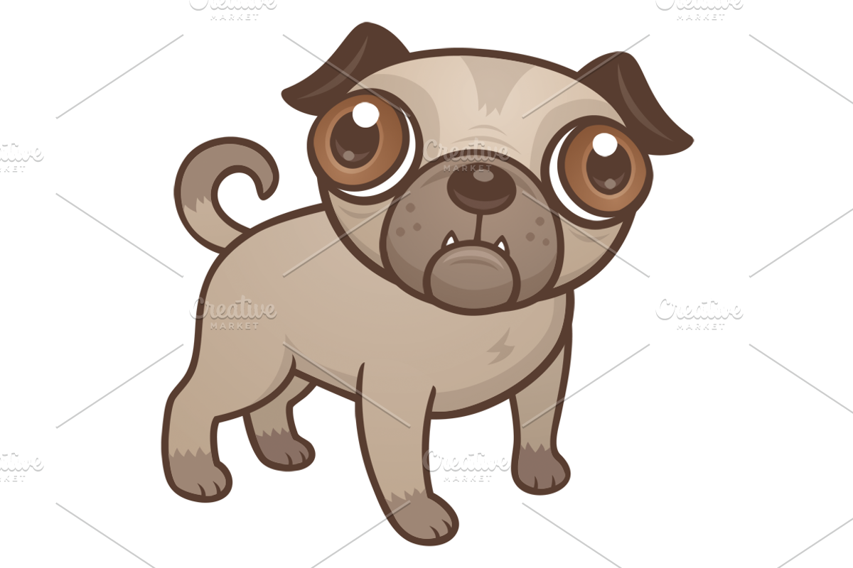 Pug Puppy Cartoon, an Animal Illustration by Schwegel Illustration