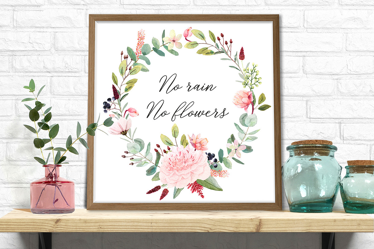 Watercolor peony and eucalyptus, a Decorative Illustration by marie dricot (Photo 7 of 11)