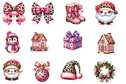 Kawaii Coquette Christmas Clipart, an Illustration by Designworld (Thumbnail 4 of 6)