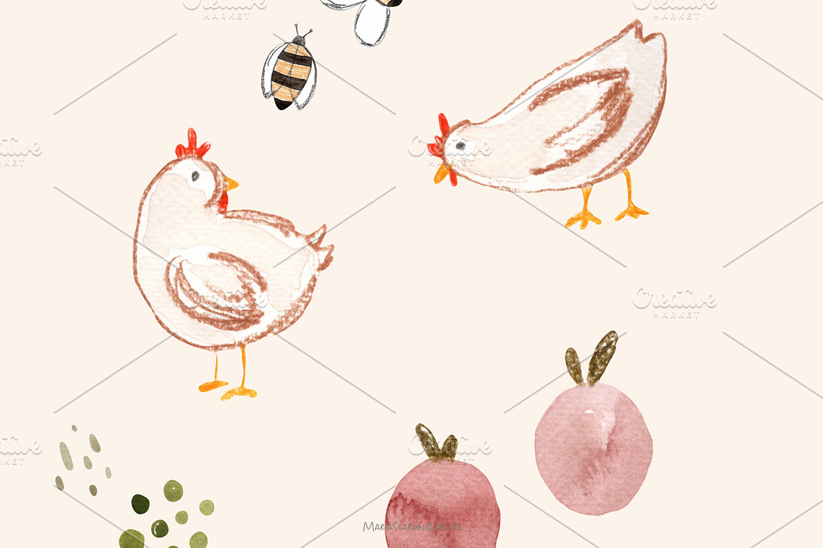 On the farm - Printable watercolor, an Animal Illustration by MariaScaroniAtelier (Photo 2 of 3)