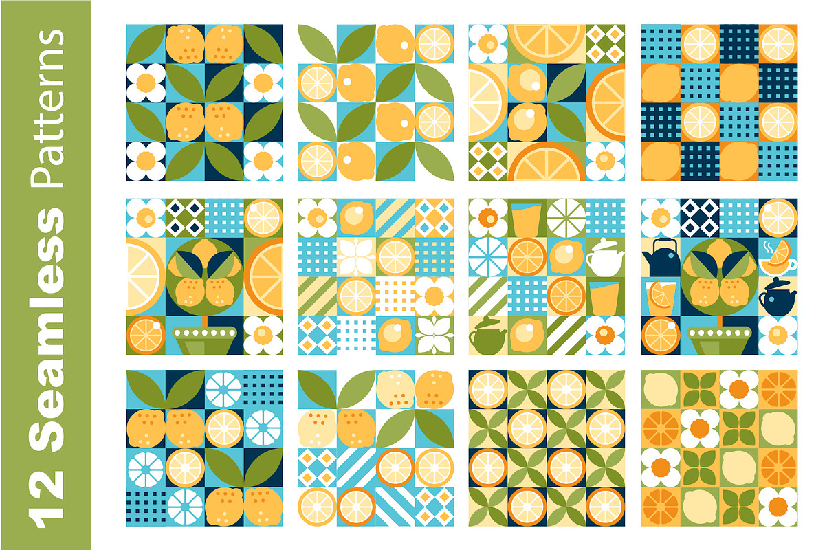 Lemon Mosaic Geometric Branding Set, a Pattern Graphic by Lettering_Logo (Photo 4 of 4)