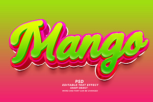 Apple Mango PSD 3d Editable Text