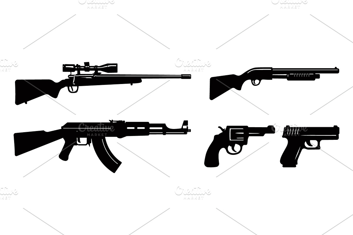 Guns Silhouette Vector, an Empty State Illustration by Pixes