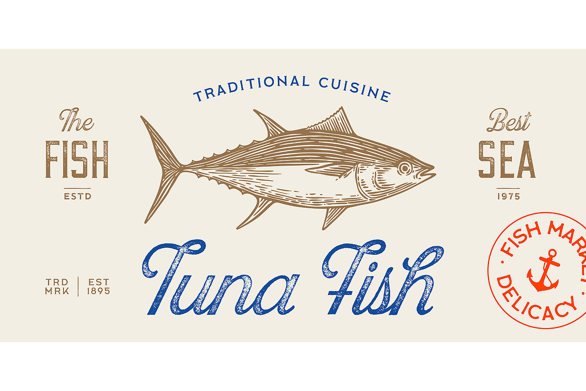 Tuna Fish, seafood, sketch, a Food Illustration by Foxys Graphic (Photo 2 of 3)