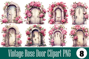 Vintage Rose Door Clipart PNG, an Illustration by Wow Magic