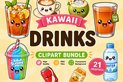 Kawaii Drinks Clipart PNG, a Food Illustration by QM_ART (Thumbnail 1 of 4)