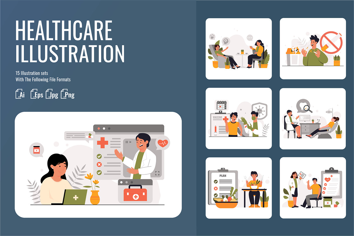 Healthcare  - Flat illustration, a Healthcare Illustration by SlideFactory