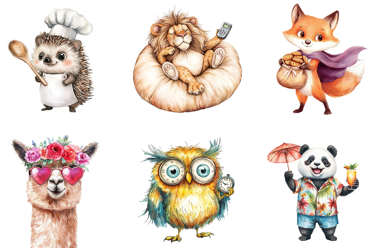 summer animals Clipart, an Animal Illustration by DreamArtGraphic (Photo 2 of 4)