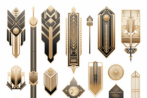 A collection of elegant art deco style geometric designs in black and gold. The, an Object Graphic by Textures & Backgrounds