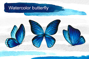 Blue Watercolor Butterflies