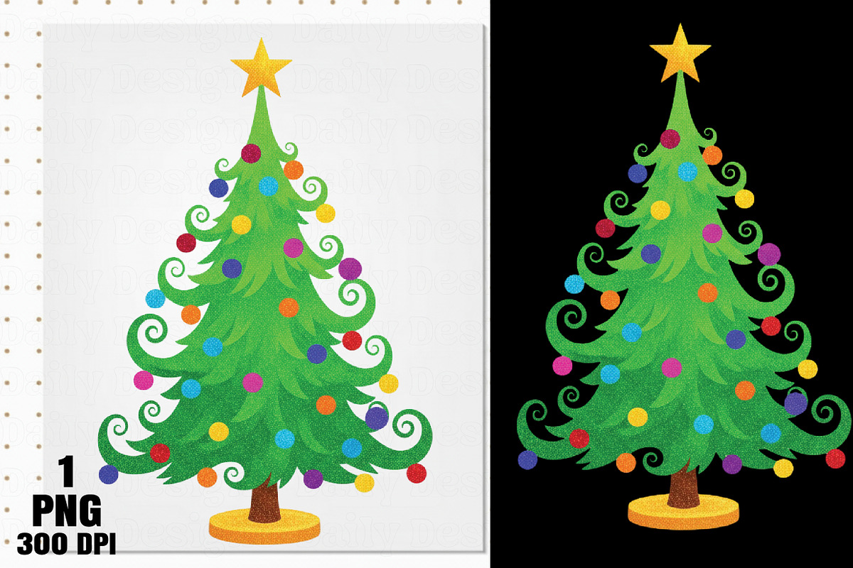 Faux sparkly glitter Christmas tree, an Illustration by Daily.Designs (Photo 2 of 5)