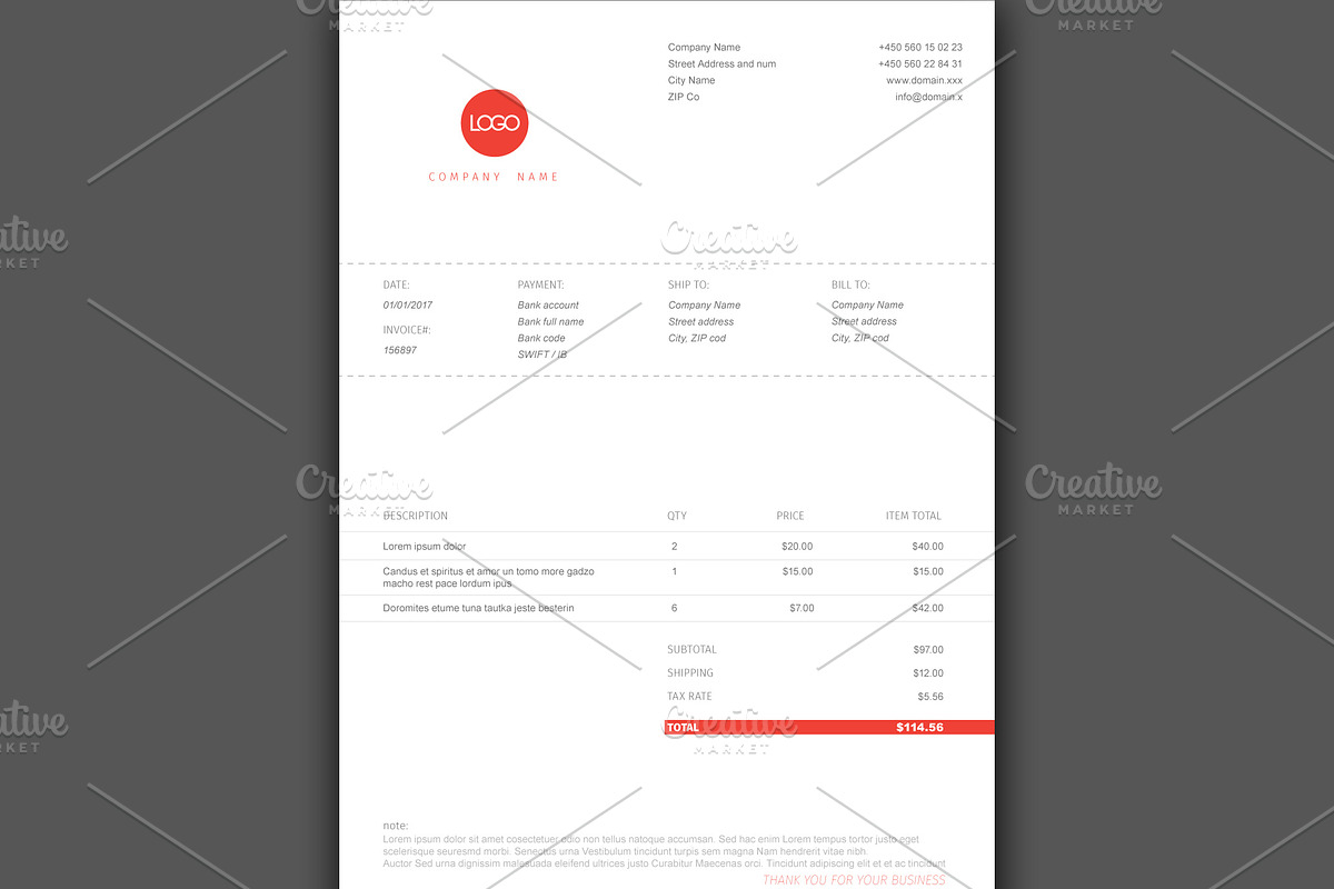 Vector invoice template, a Stationery Template by Orson