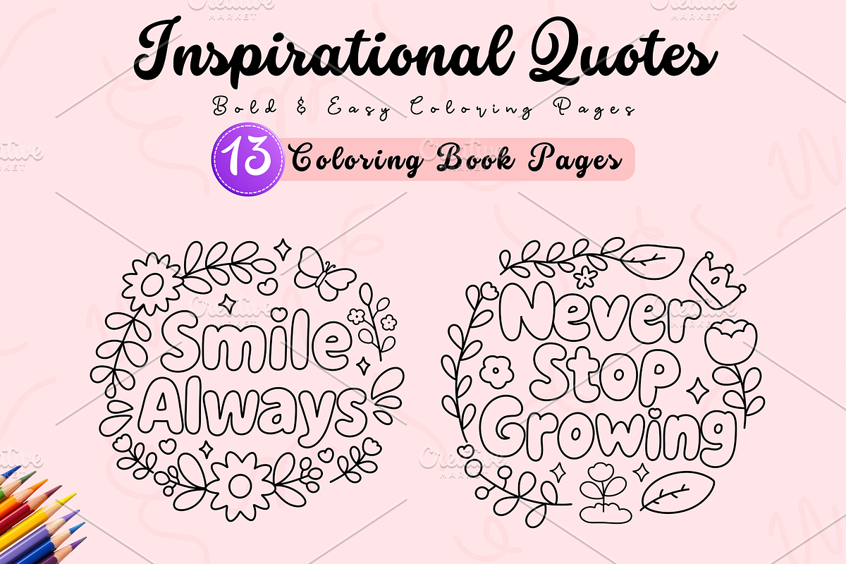 Motivational Quotes Coloring Pages, an Education Illustration by Neon Studio (Photo 1 of 4)