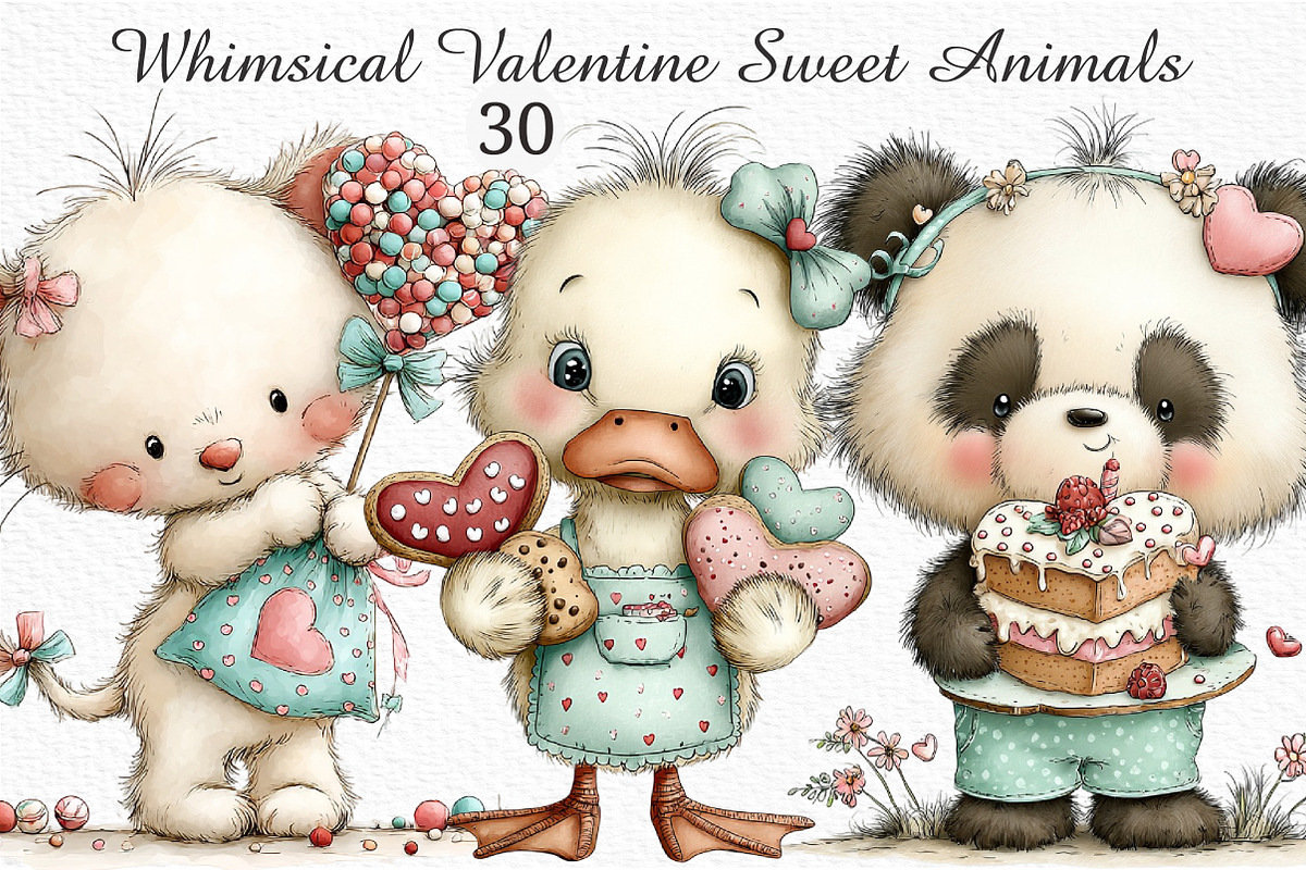 Whimsical Valentine Sweet Animals, an Illustration by Craft Nest (Photo 1 of 11)