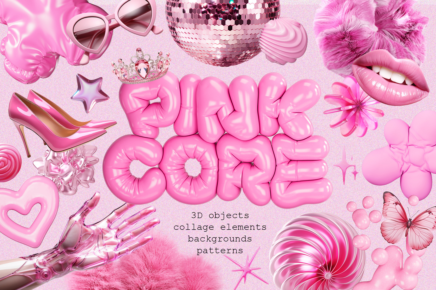 PINKCORE Graphic collage collection, a Graphic by LarysaZabrotskaya