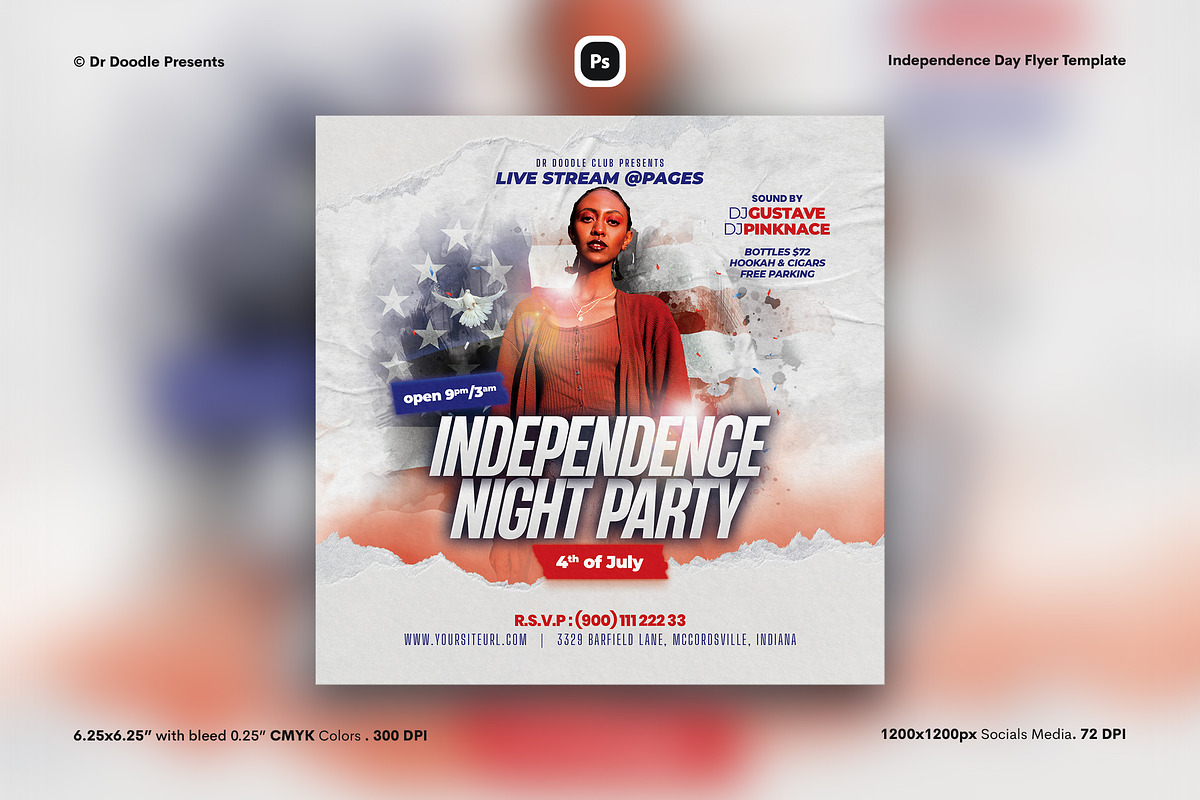 Independence Day Flyer &Social Media, a Flyer Template by iDoodle Studio
