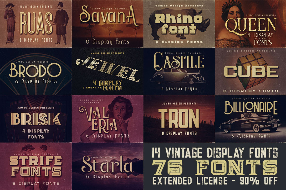 SALE 14 Display Fonts - 76 Fonts
