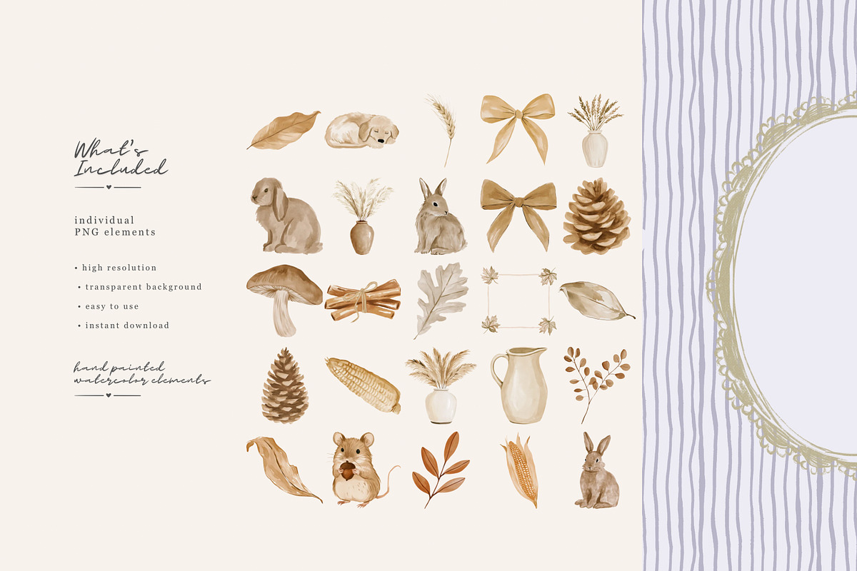 autumn woodland clipart collection, a Decorative Illustration by Patishop Art (Photo 3 of 9)