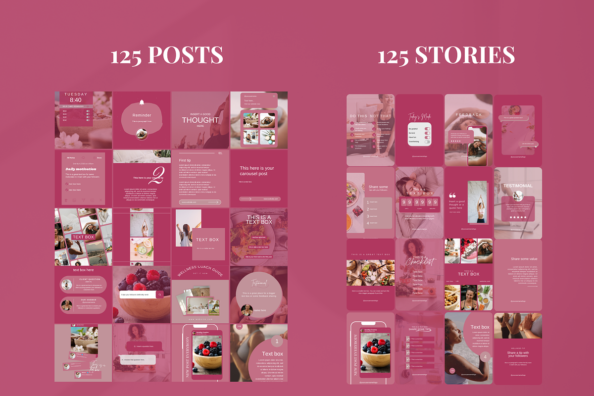 250 Pink Wellness Instagram Template, a Social Media Template by SociallyyCreative (Photo 3 of 10)