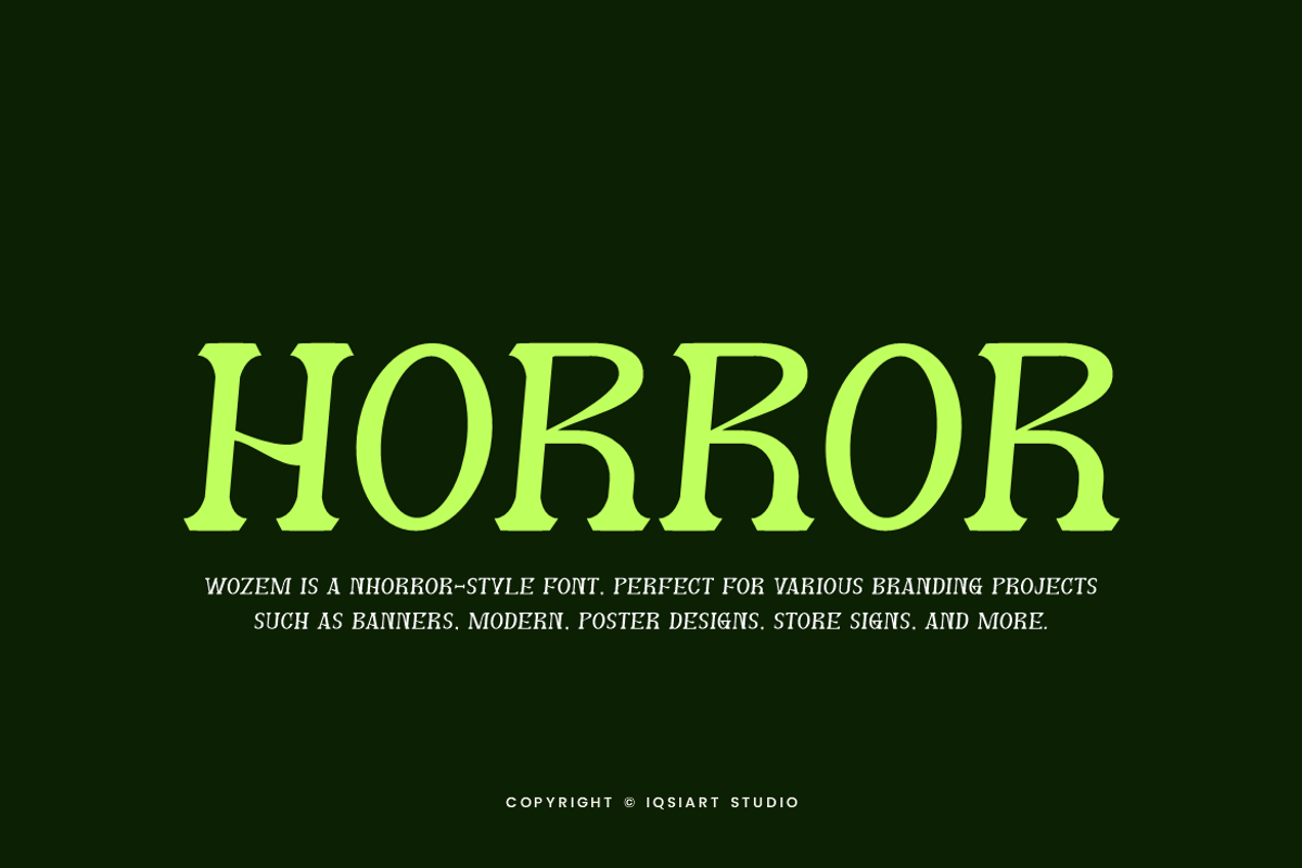 Wozem - Halloween Horror Font, a Serif Font by Iqsiart Studio (Photo 3 of 7)