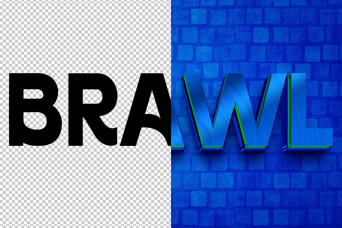 Brawl 3D editable text effect, a Layer Style Add-On by Hello Muh (Photo 2 of 2)