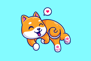 Cute Shiba Inu Dog Playing With Tail, an Animal Illustration by Catalyst Labs