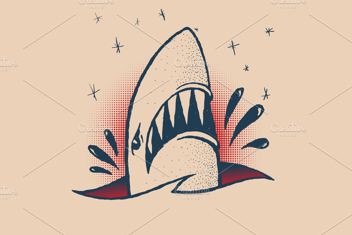 Shark traditional tattoo, an Animal Illustration by Mak_Art