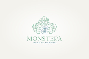 tropical monstera leaves icon logo, a Branding & Logo Template by Blazybone