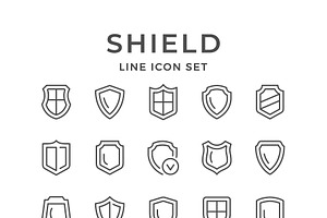 Set line icons of shield, an Outline Icon by motorama