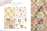 Quilting and Patchwork Clipart, an Illustration by Julia M. Watercolor (Thumbnail 5 of 7)