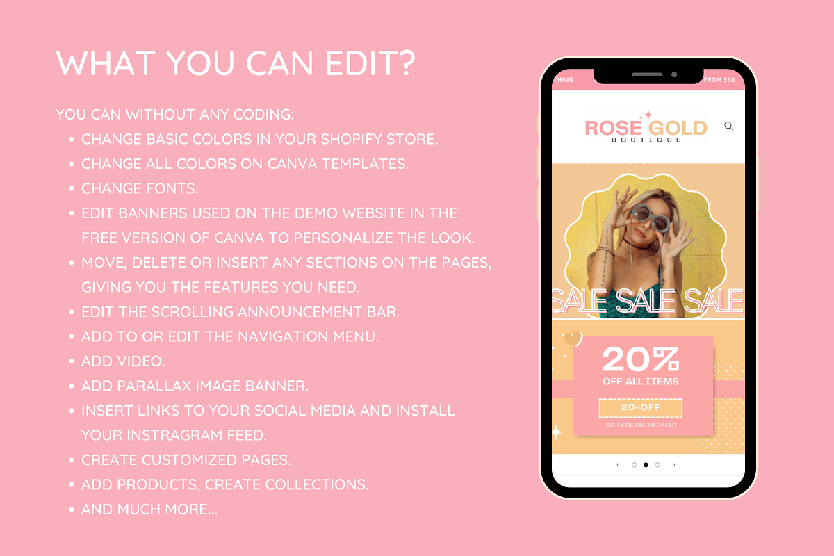 Rose Gold Shopify Theme, a Shopify Template by SunshineStudioBoutique (Photo 3 of 10)