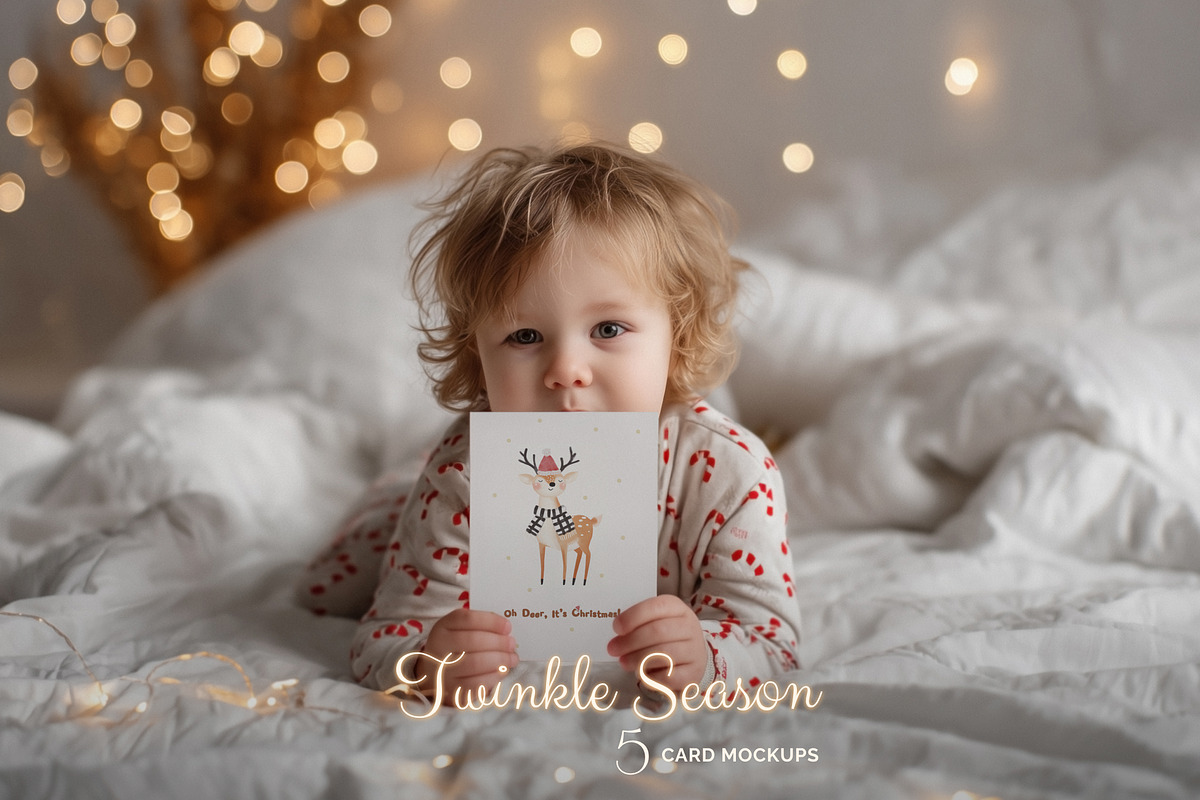 Twinkle Season Christmas Card Mockup, a Product Mockup by NikiArts (Photo 1 of 9)