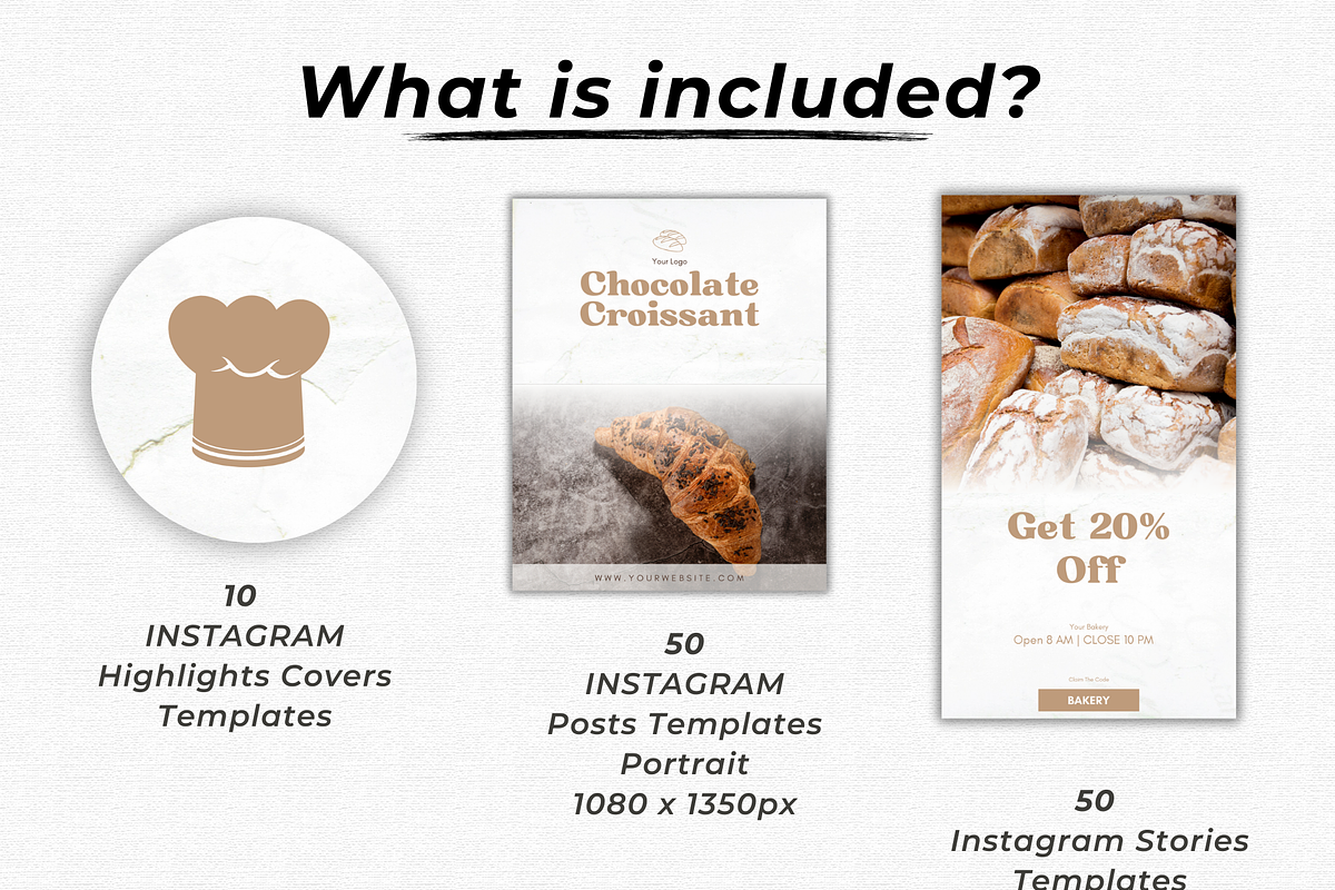 Bakery Instagram Templates, a Social Media Template by Talipic Designs (Photo 2 of 8)