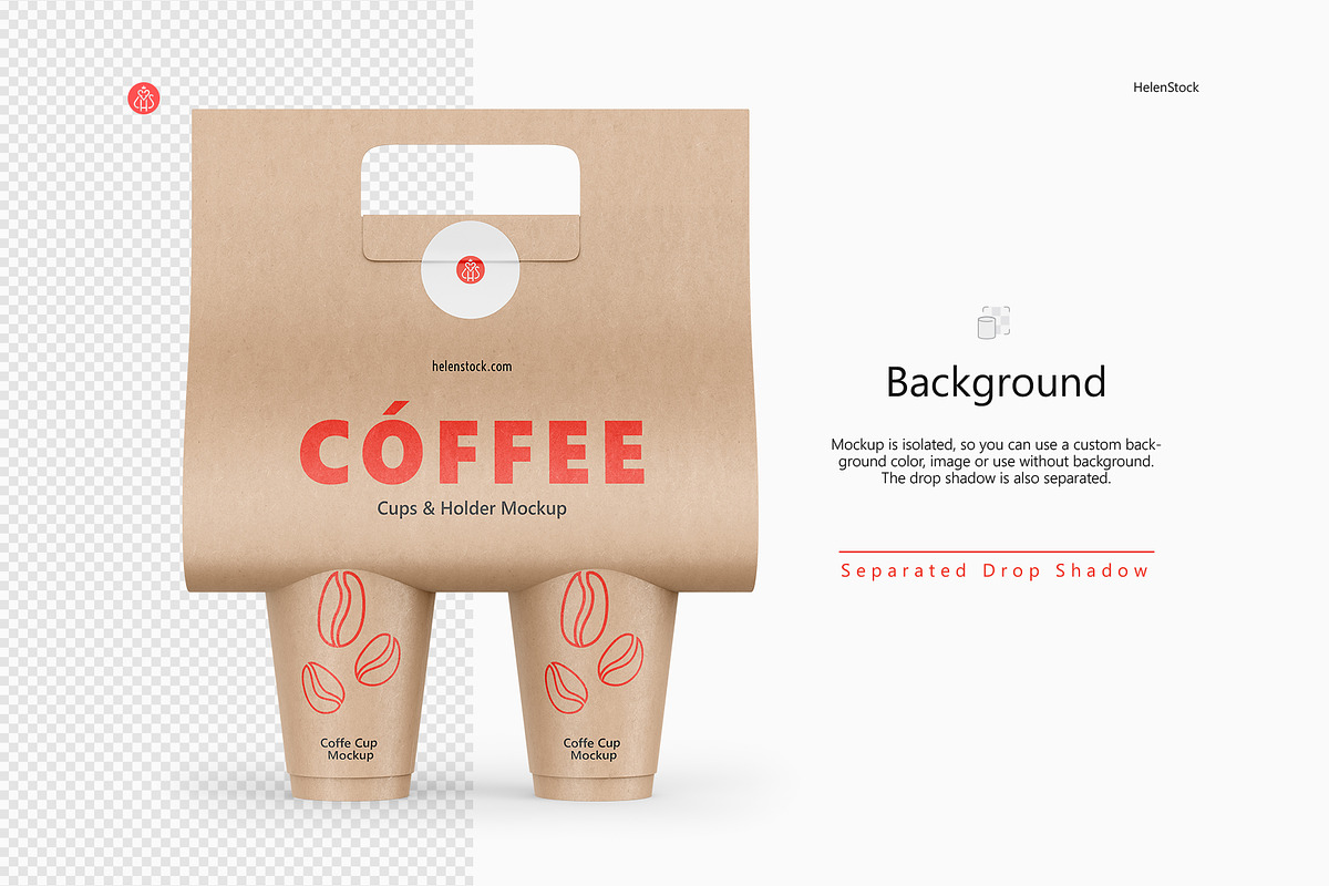 Coffee Cups and Holder Mockups Front, a Cups & Container Mockup by HelenStock (Photo 6 of 9)