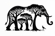 Silhouette of a Cute Elephant vector, an Illustration by Amazin_art (Thumbnail 6 of 21)