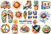 Retro Groovy Summer Clipart SVG, an Illustration by Pixels.Craft (Thumbnail 1 of 7)