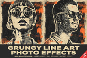 Grungy Line Art Photo Effects, an Action Add-On by Amorjesu.com (Thumbnail 1 of 25)
