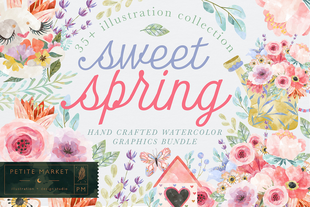 Sweet Spring Watercolor Collection, an Illustration by PetiteMarket (Photo 1 of 4)