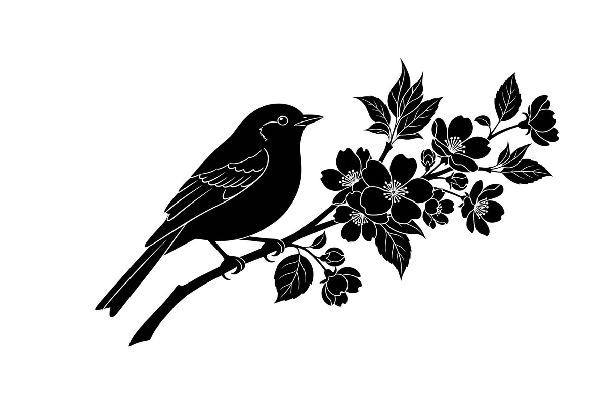 Bird Branch Silhouette Bundle, an Illustration by yasushie (Photo 22 of 31)